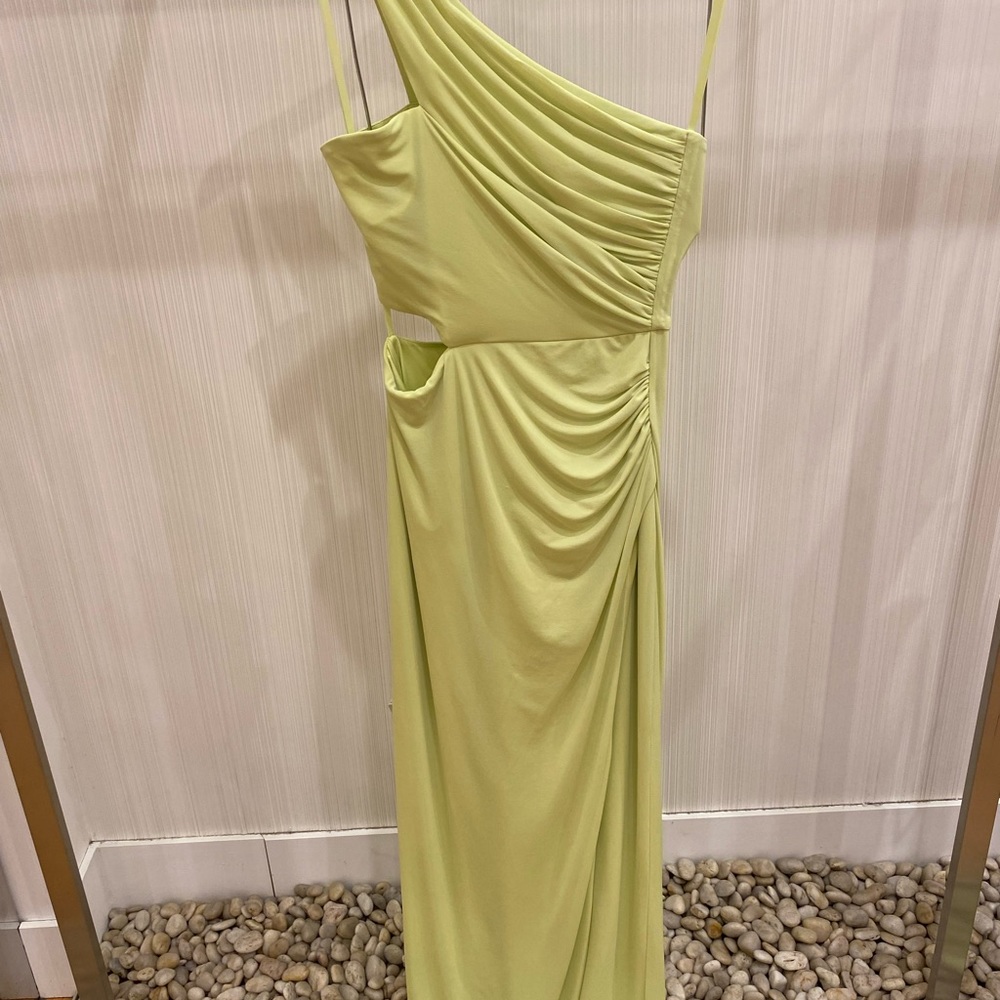 BCBG LIME GREEN ONE SHOULDER DRESS